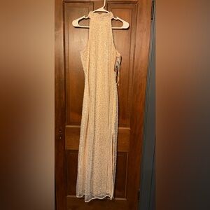 Anthropologie Strapless Sequin Dress in Champagne color